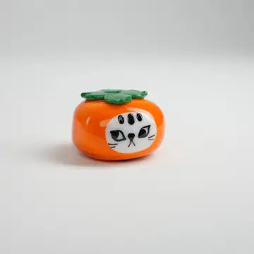 ShangDaili Persimmon Cat 'everything goes my way' Glass Figurine