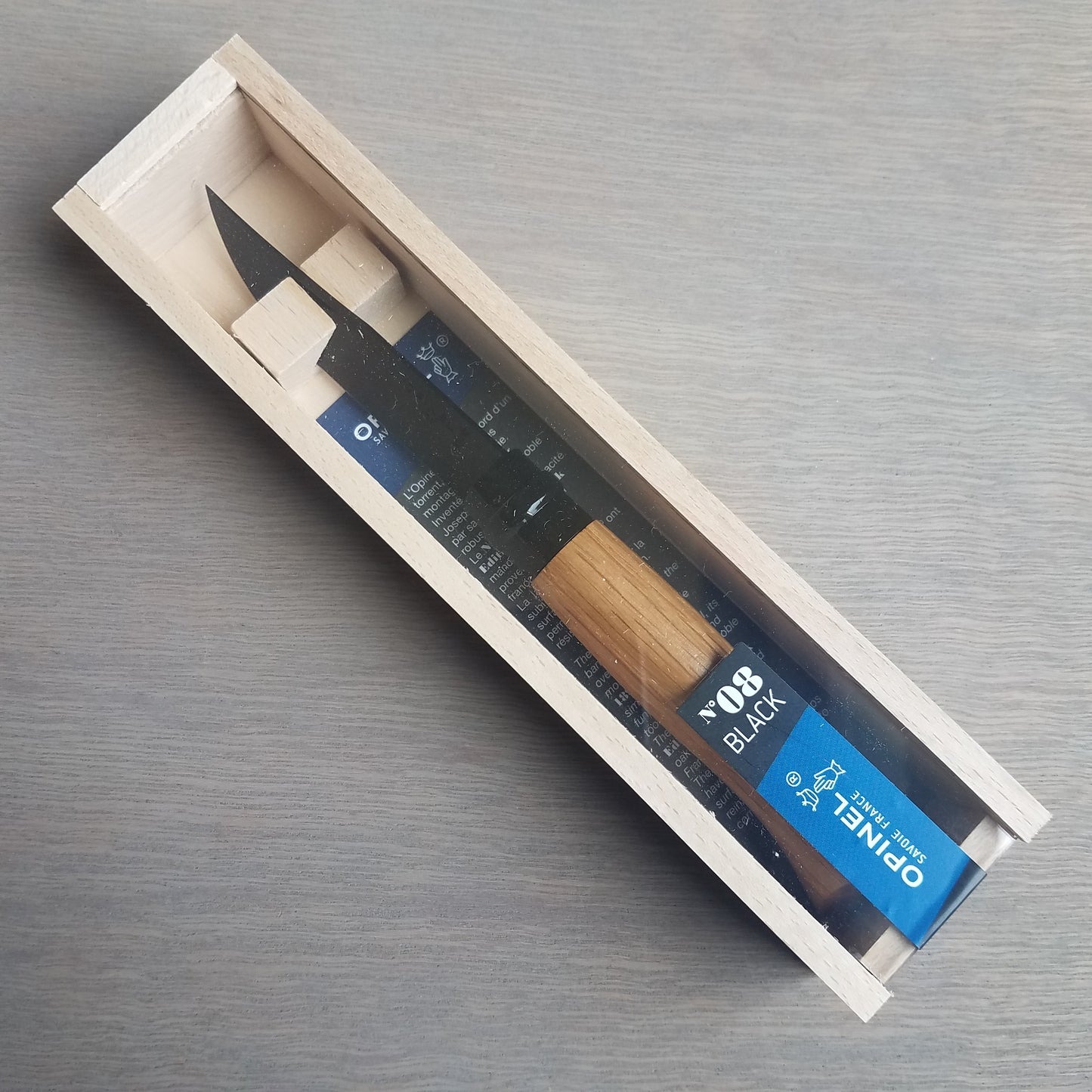 Opinel Black Oak N.08 Folding Knife with Gift Box