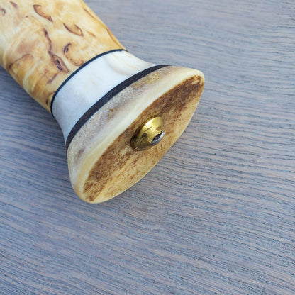 Wood Jewel Fillet Knife 6" - Horn and Curly Birch
