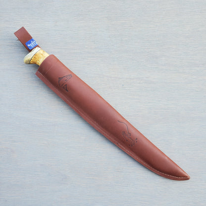 Wood Jewel Fillet Knife 8.75" - Horn and Curly Birch 23FPL