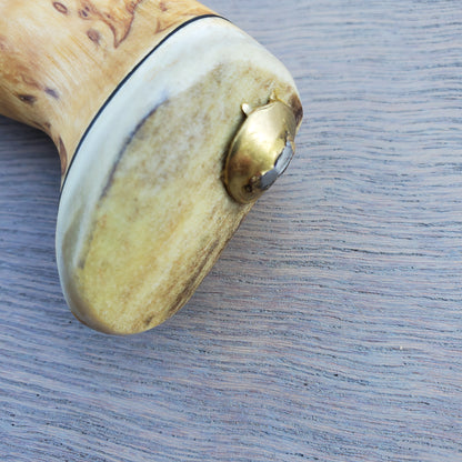 Wood Jewel Fillet Knife 8.75" - Horn and Curly Birch 23FPL