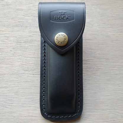 Buck 110 Folding Hunter 3.75" Lockback Ebony Leather Sheath