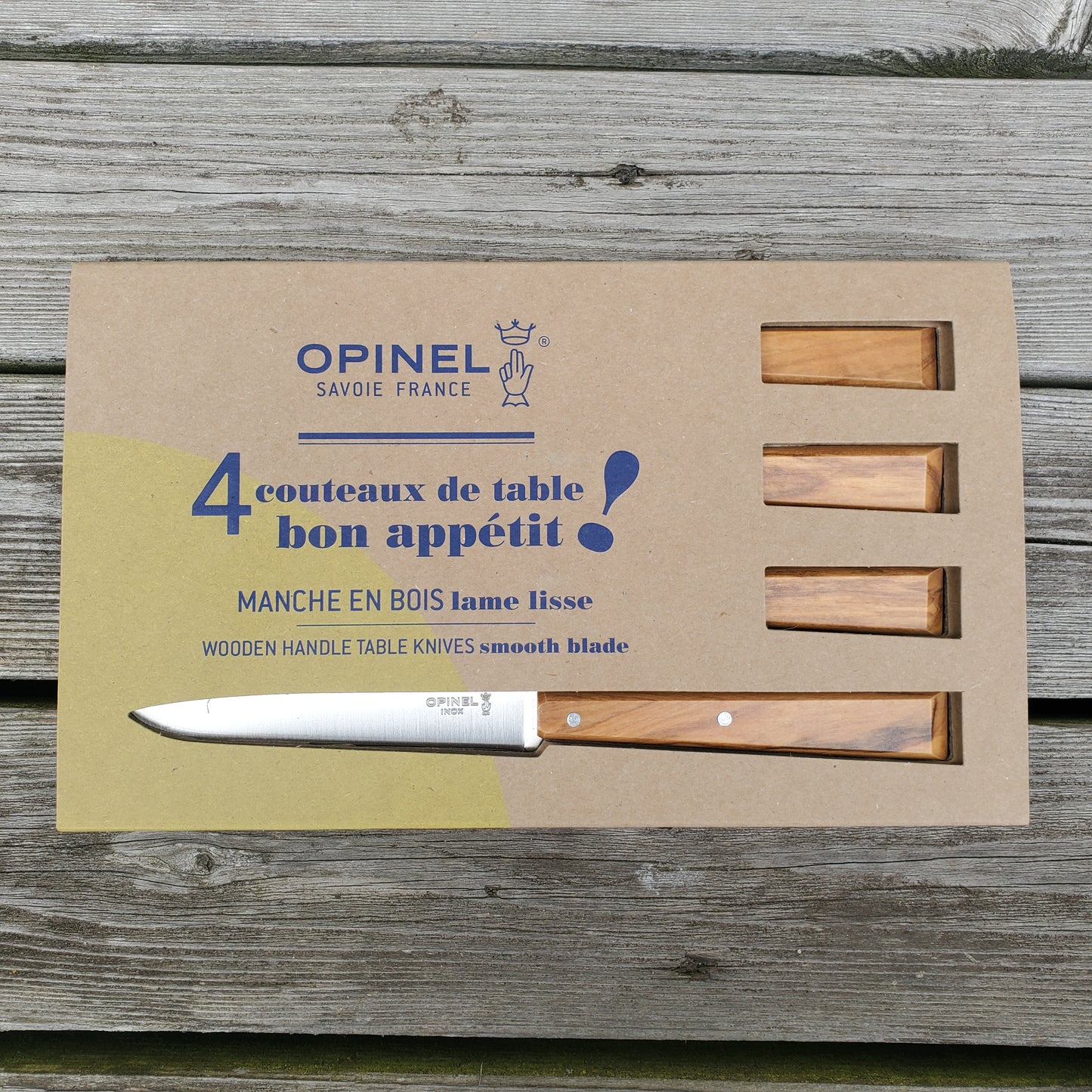 Opinel Steak Knife No. 125 - Set of 4 - Olive wood