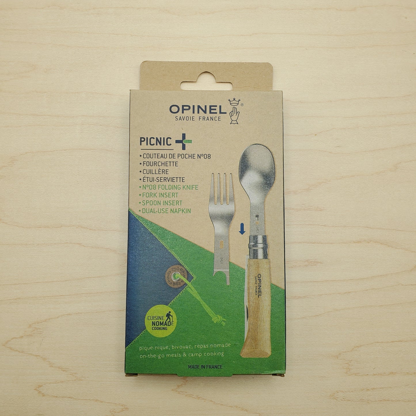 Opinel Picnic+ Cutlery Complete Set with Opinel No.08