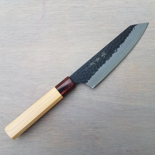 Cuchillo japonés Kashi Damasco Santoku, mango en roble lacado Urushi