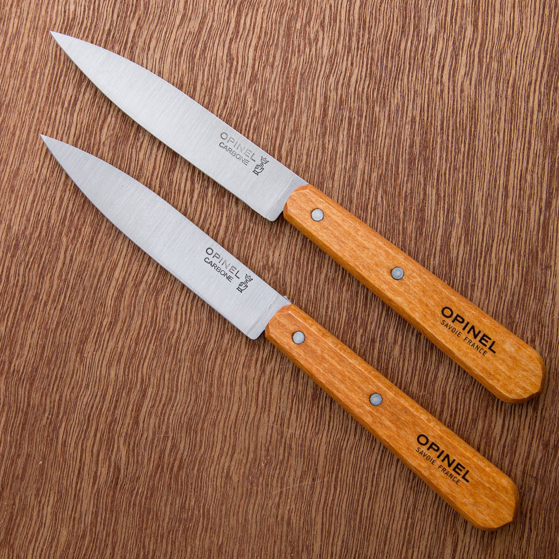 Opinel No. 102 Carbon Steel Paring Knife 2pc w/ Beech Wood Handle