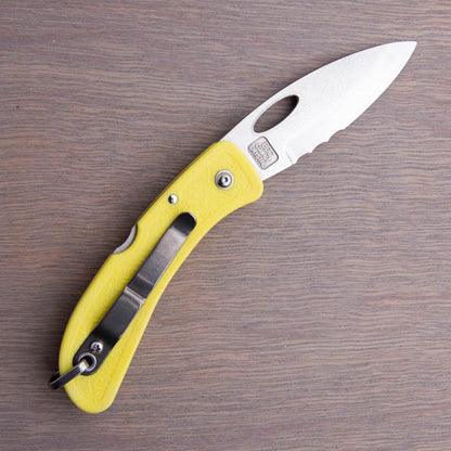 Boye Pointed Tip Folder with Titanium Marlinspike - Yellow Serrated