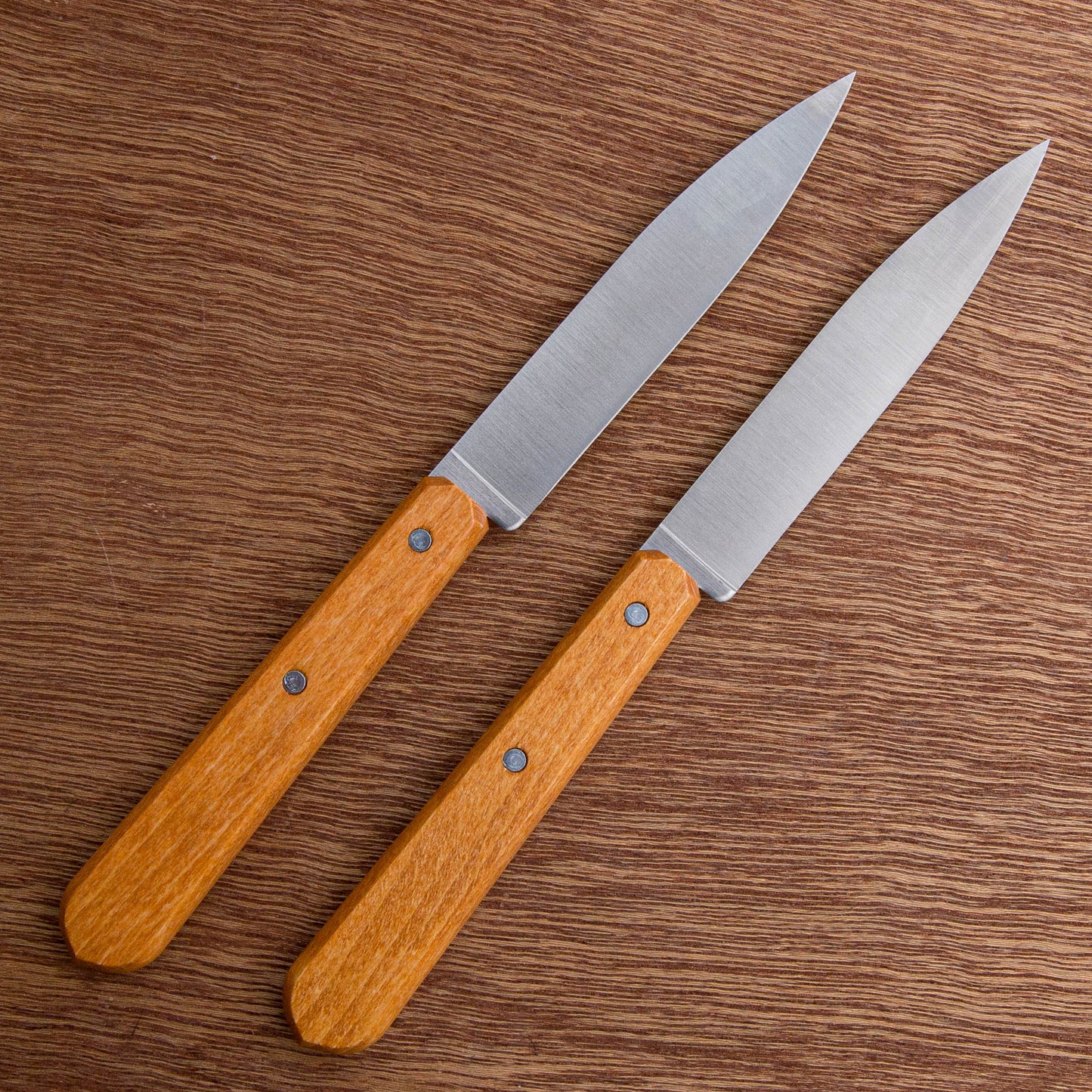 Opinel 2-Piece N0102 Paring Knife Set, 3.875 X90 Carbon Plain Blades,  Beechwood Handles - KnifeCenter - 001222